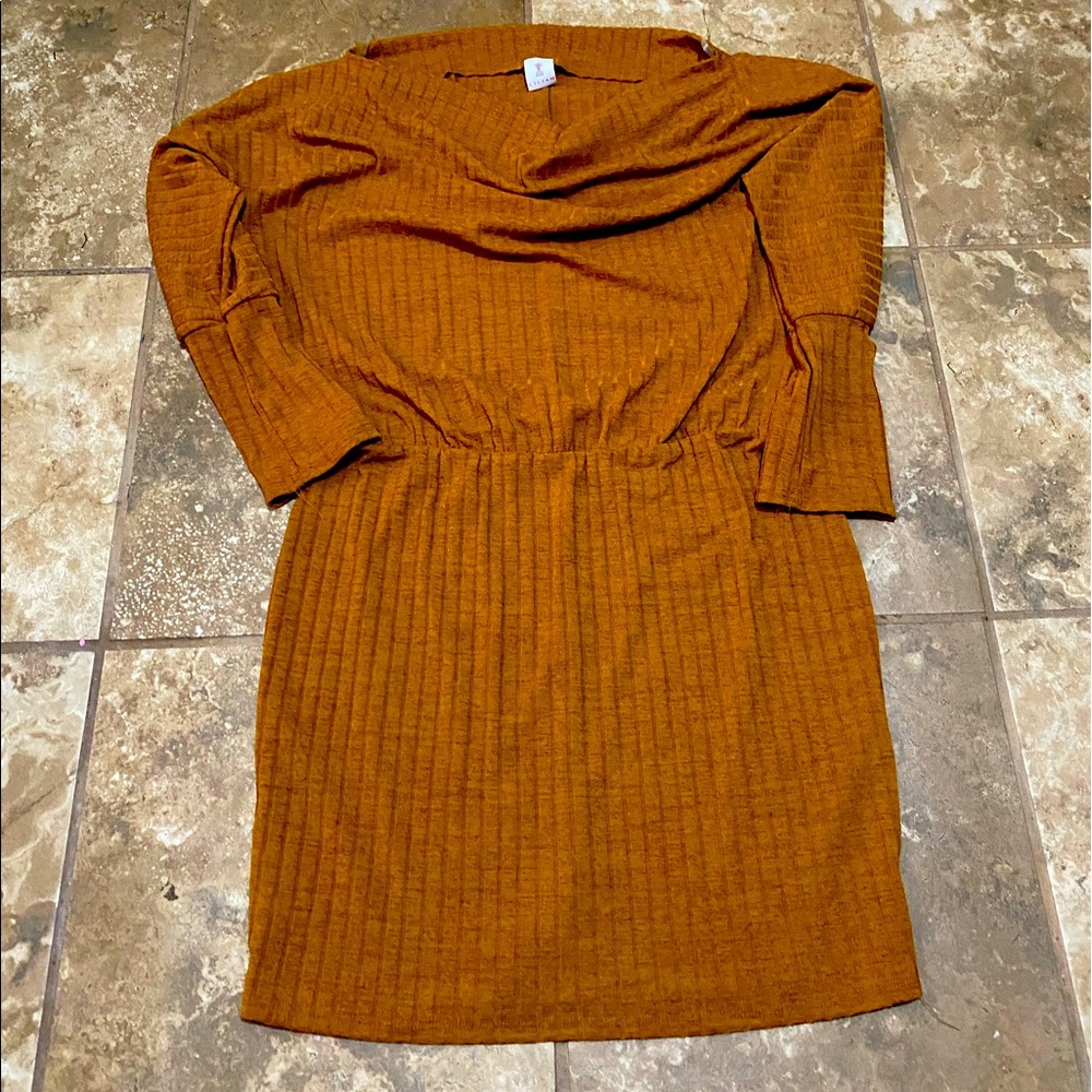 Plus size off the shoulder mustard dress 3xl